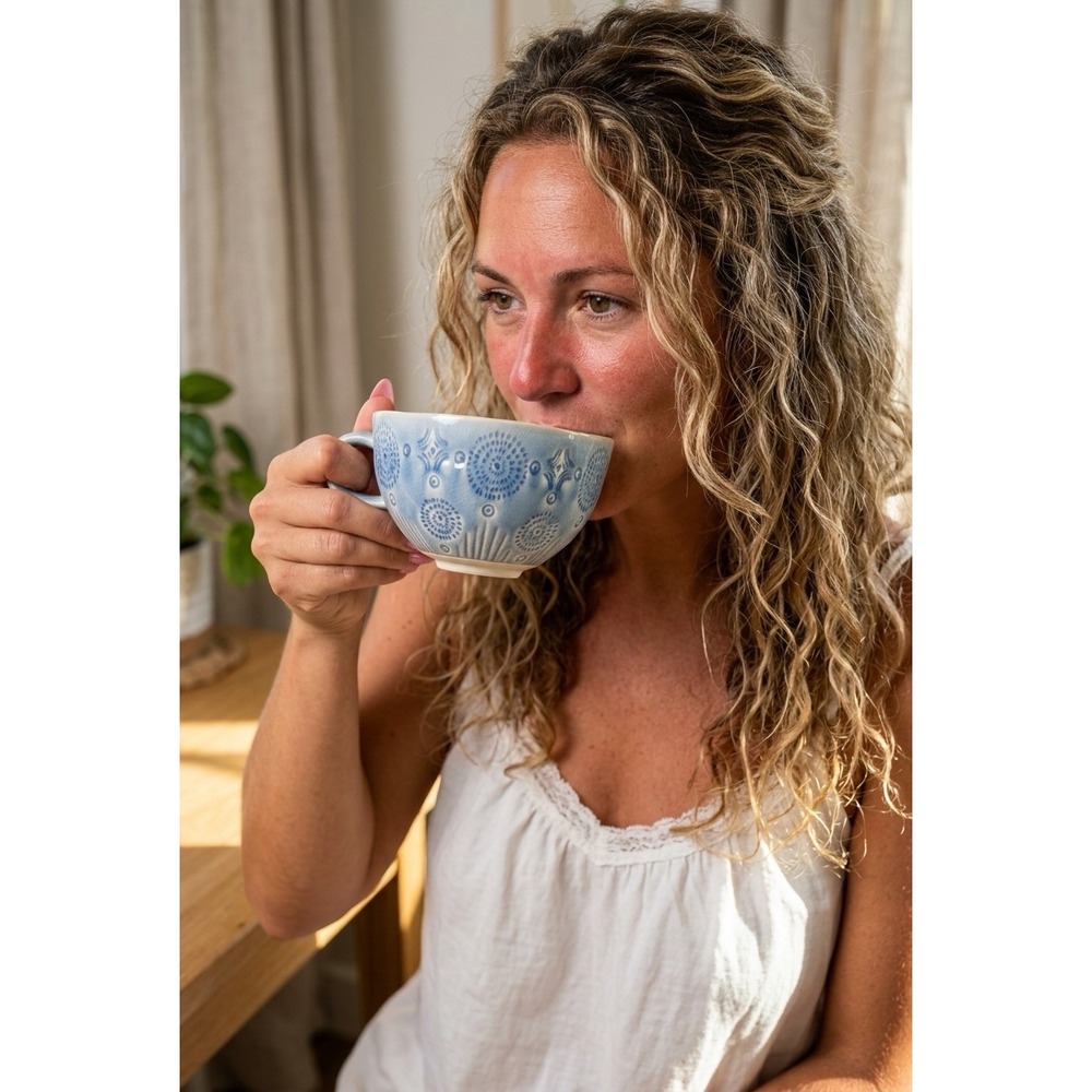 NEW ANTHROPOLOGIE Iris Blue OLD HAVANA  Coffee Mug Tea Cup - Portugal